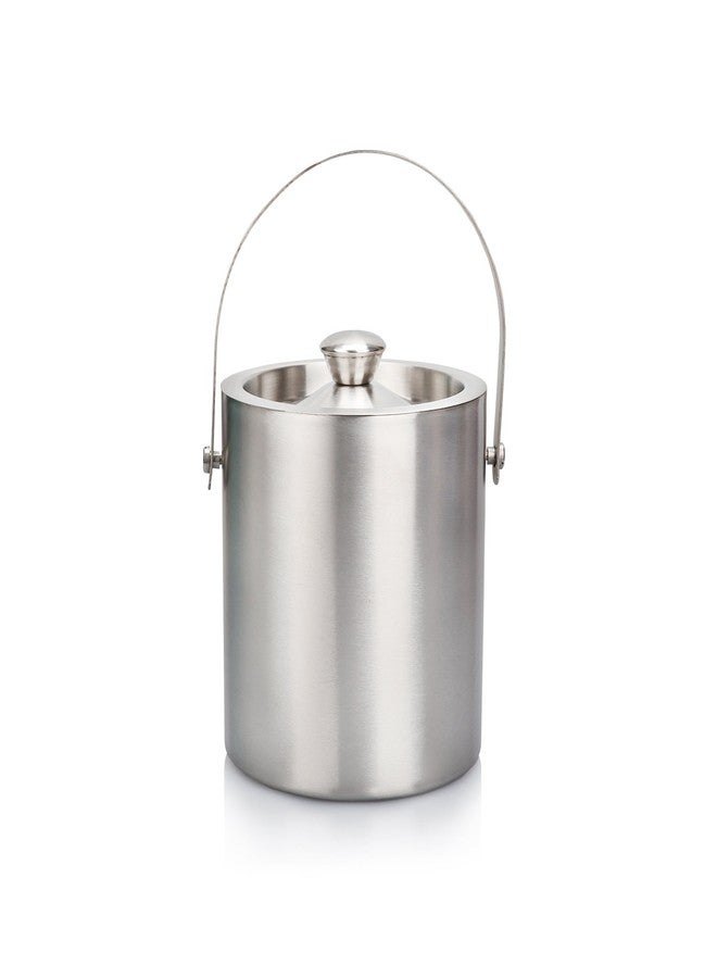 Urban Snackers Stainless Steel Double Wall Ice Bucket with Lid, Silver - Image 5