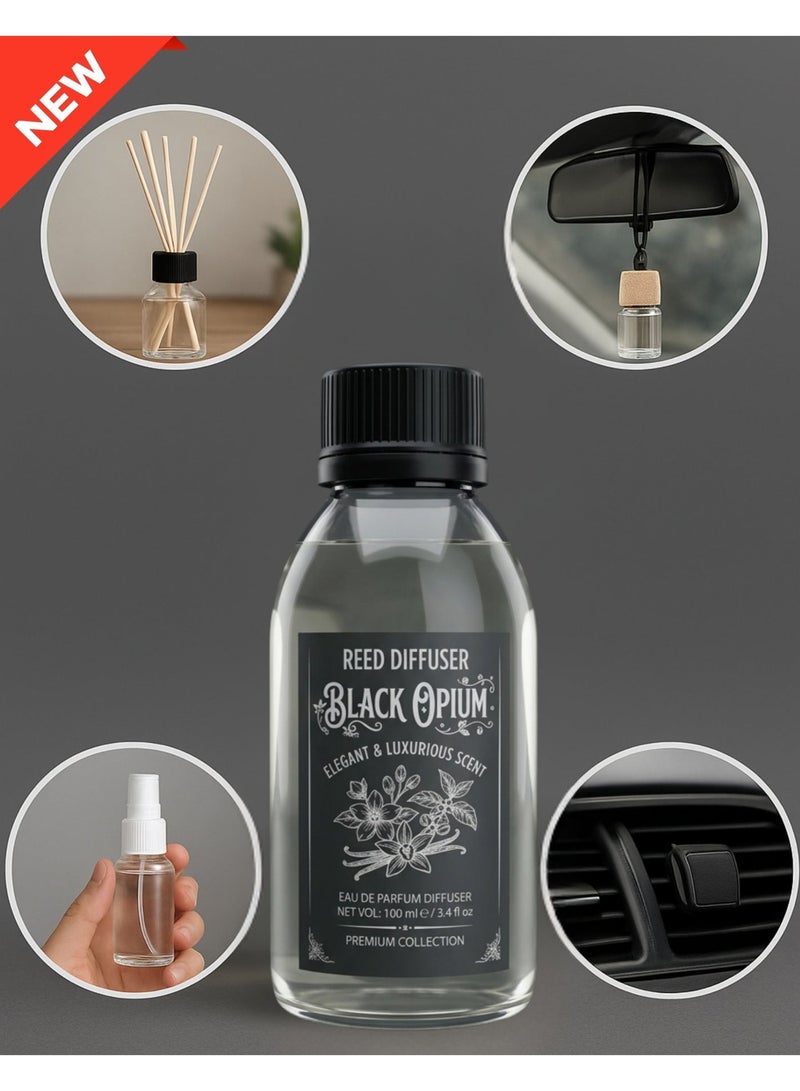Black Opium Perfume Concentrate 100ml Bottle for Refilling (Refill) for all diffusers- Long-lasting scent for home and car - Health-safe. - Image 4