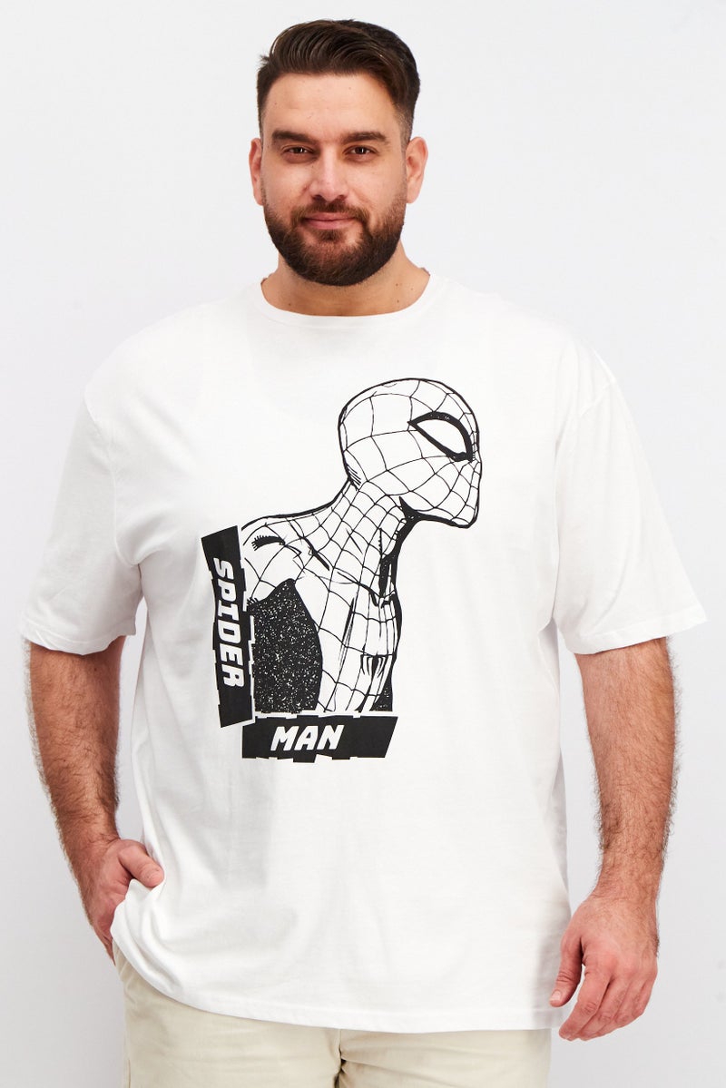 DIFUZED Men Crew Neck Short Sleeve Graphic Print T-Shirts, White - Image 1