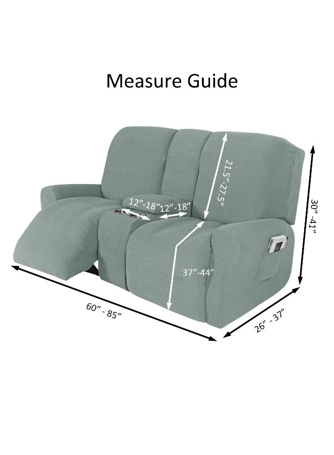 NILUOH NILUOH Reclining Loveseat with Console Slipcover 8Piece Stretch Jacquard Recliner Cover 2 seat Loveseat Recliner Sofa Cover Non Slip Recliner Couch Cover with Storage Pocket Beige  - Image 3