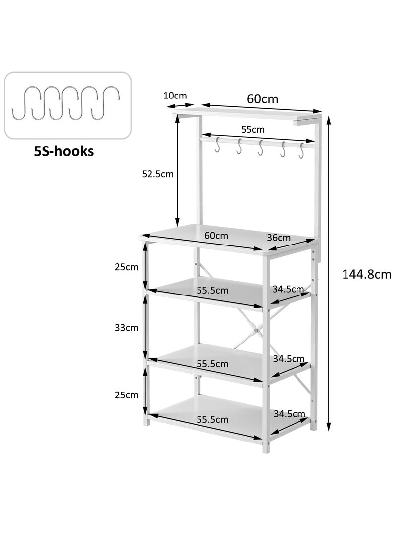 Lafulaifu رف بيكر للمطبخ مع مساحة تخزين، محطة بار القهوة، أرفف مطبخ من 4 طبقات مع 5 خطافات، حامل ركن القهوة للمطبخ، حامل ميكروويف في غرفة المعيشةركن قهوة - Image 5