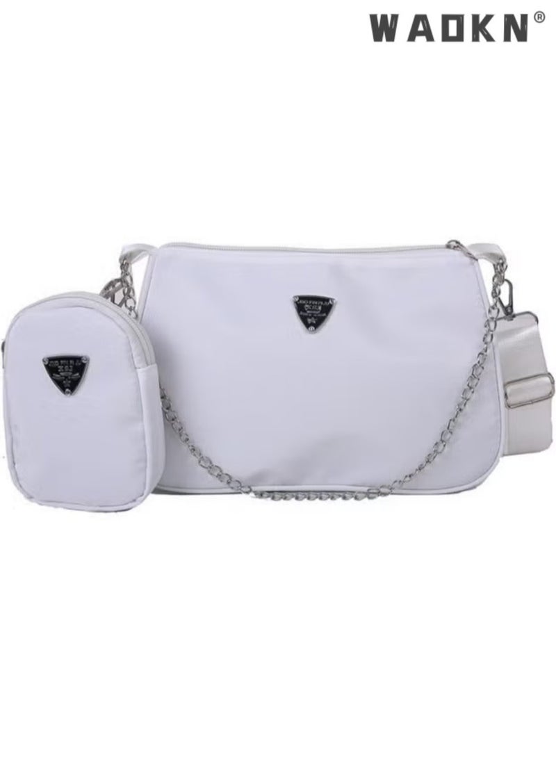 WAOKN Fashion and popular summer Korean handbag women's bag all-match two-piece set fashion chain shoulder Messenger bag,Fashion and popular summer Korean handbag women's bag all-match two-piece set fashion chain shoulder Messenger bag - Image 1