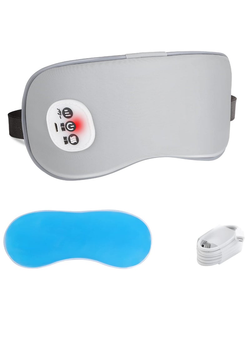 Wireless Heated Eye Massager with Cooling Eye Pad 3 in 1 Vibrating Heating Sleeping Mask Comfortable and breathable Three Modes Electric Eye Mask for Dry Eyes Travel Stress Relief Grey - Image 1