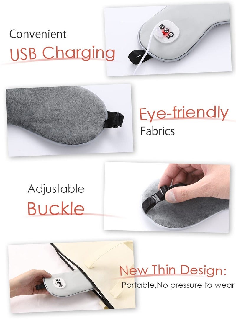 Wireless Heated Eye Massager with Cooling Eye Pad 3 in 1 Vibrating Heating Sleeping Mask Comfortable and breathable Three Modes Electric Eye Mask for Dry Eyes Travel Stress Relief Grey - Image 2