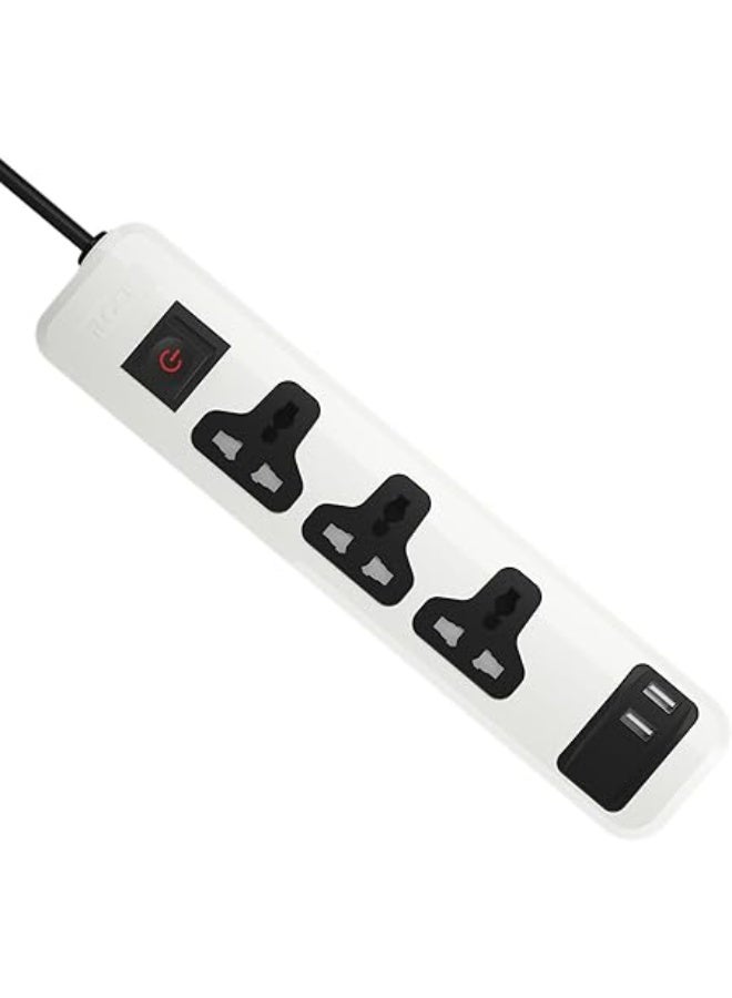 iLOCK Universal Power Strip with 3 Outlets and 2 USB-A Ports – Fast Charging – 2 m - Image 3