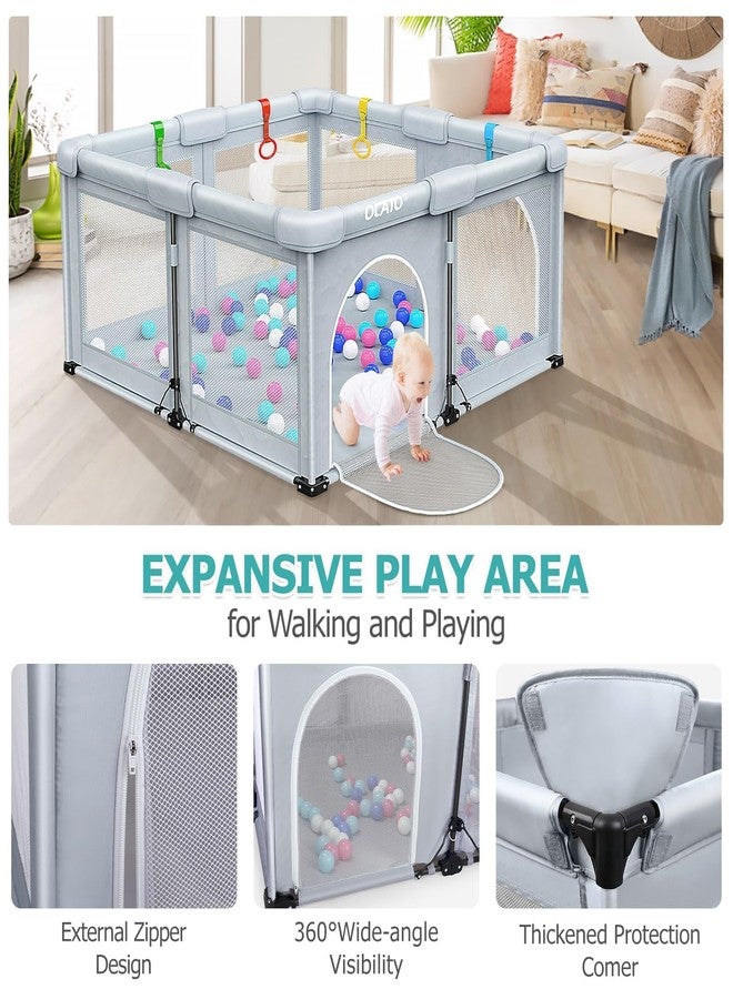 OCATO Baby Playpen: Foldable Playpen for Babies and Toddlers Large Play Pen Portable Playpen Fence Indoor Outdoor Kids Safety Area Travel Play Yard with 1 Storage Bag 4 Handlers 50 Balls (50" × 50") - Image 4