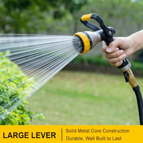 FANHAO Heavy Duty Fireman's Hose Nozzle, Metal Water Nozzle with 8 Spray Patterns, High Pressure Garden Hose Sprayer with Lever Control and Non-Slip Grip to Water Plants & Lawns, Wash Cars & Clean - Image 2