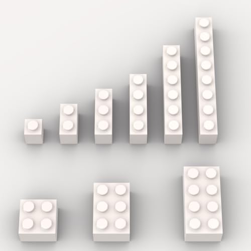 YUJHITP 100 Piece White Bulk Assortment 9 Size White Classic Building Blocks Compatible with Lego A0001 - Image 1