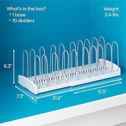 YouCopia StoreMore Expandable Pan and Lid Rack, 12.5"-22" Wide Adjustable Pan Organizer for Kitchen Cabinet Storage, Classic Edition - Image 4