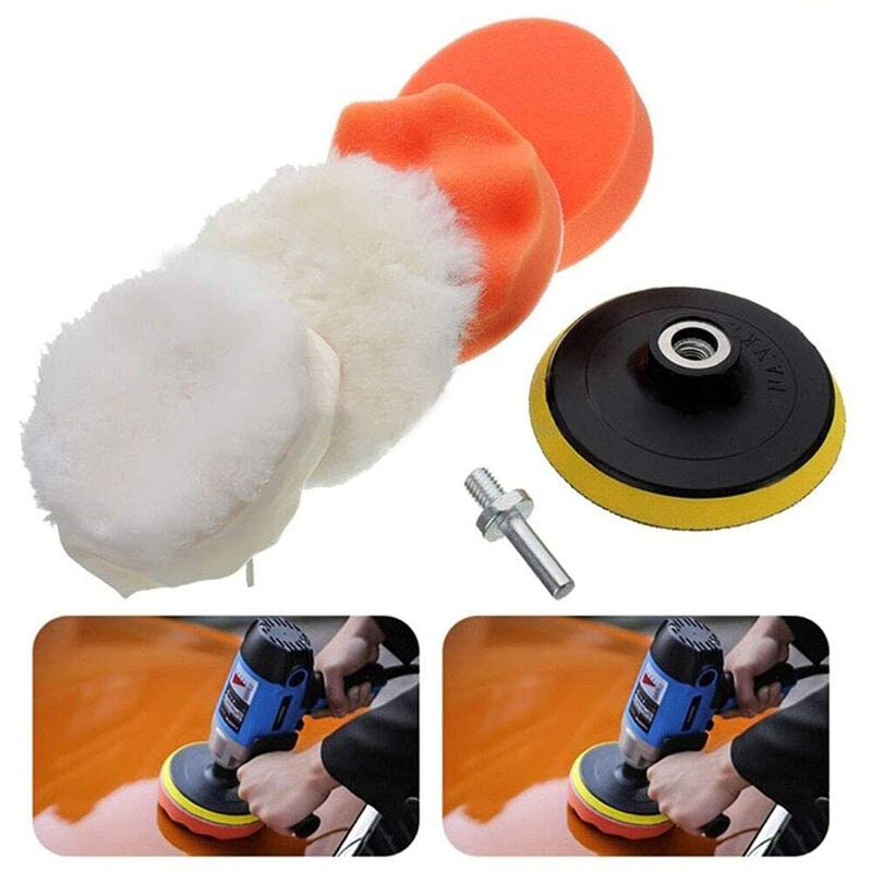 DIY Crafts CT-DIY-HI-42465 3"/4"/7"inch 76/100/180mm 6 Pcs Car Buffing Polishing Waxing Sponge Felt Pad Kits Drill Adapter Cleaning Kit - Image 1