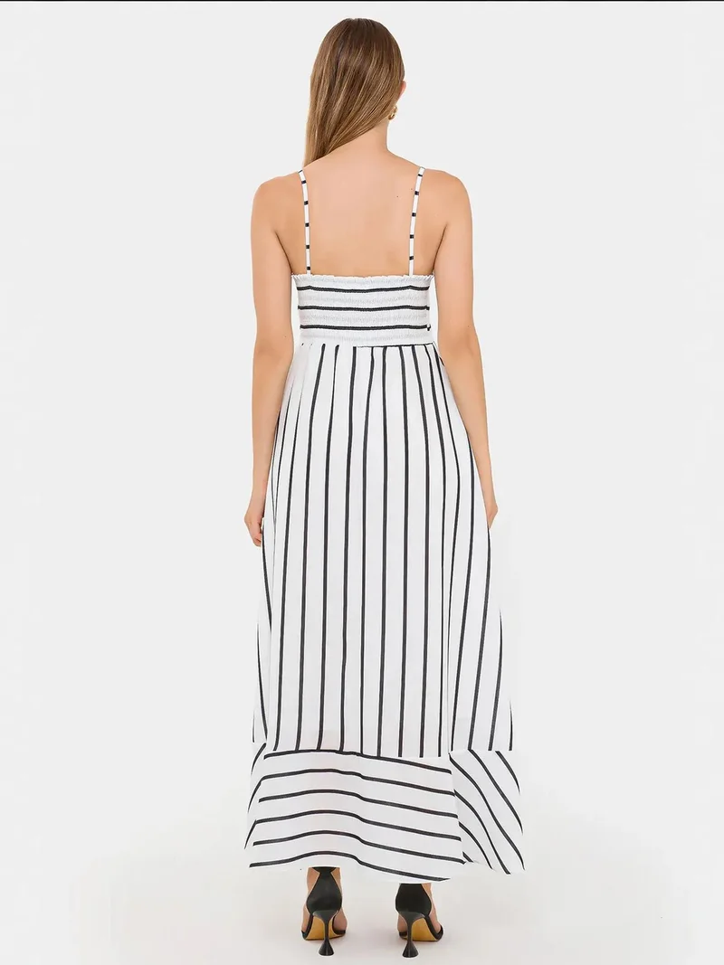 HICCUP Striped Tiered Maxi Dress with Spaghetti-Strap