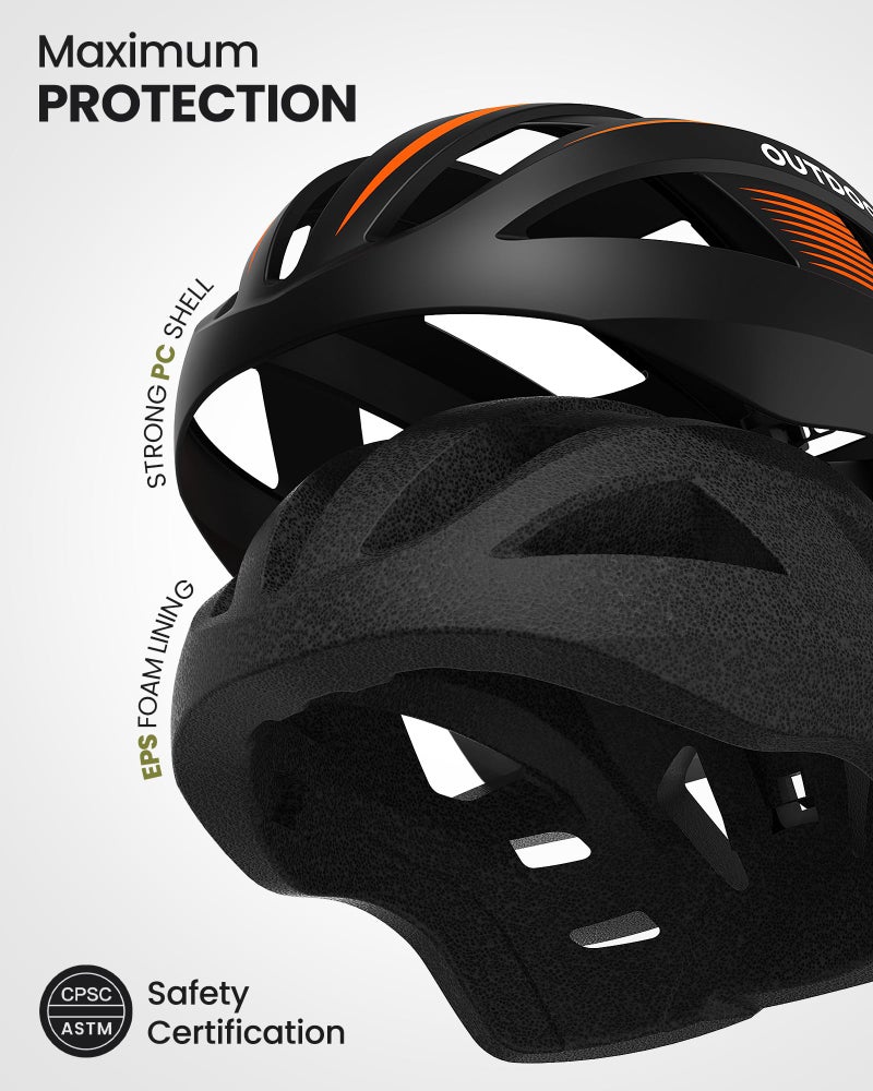 OutdoorMaster Helmets for Adults - Mountain & Road Bike Helmet with Rechargeable Safety Light, Detachable Goggles and Sun Visor - Easy to Adjust, Breathable, Lightweight - Matte Black, Large - Image 2