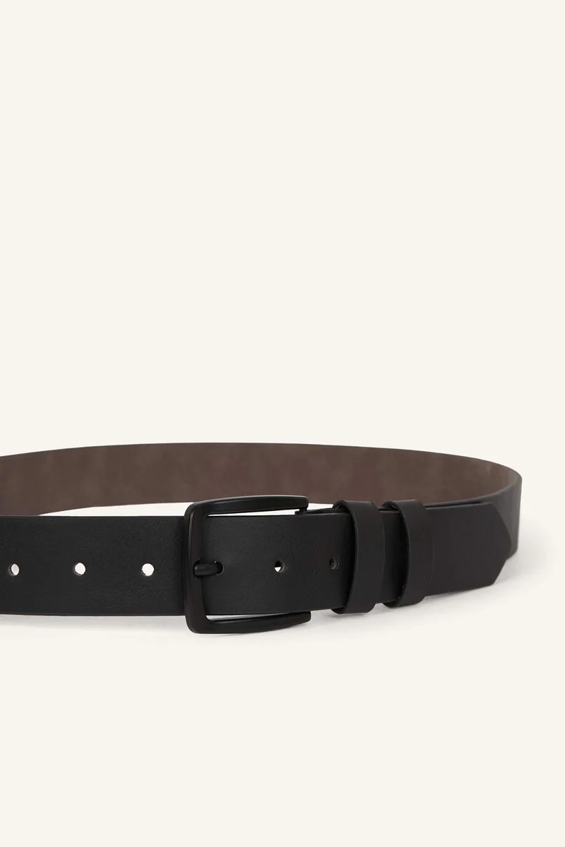 ديفاكتو Man Rectangular Hair Clip Faux Leather Denim Belt