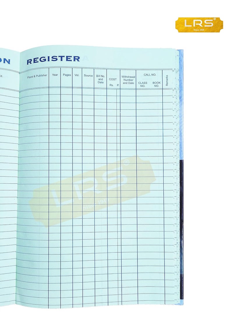 LRS Library Accession Register for Schools/Colleges/Libraries - 140 Pages Single - 30 Entries per Page - 34x21 cm - 75 GSM Ledger Paper - Image 3