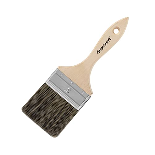 Genixart Double Thick Chip Paint Brush, Wood Stain Brushes for Painting Walls and Fence Staining, Wooden Handle Masonry Paintbrush for Varnish, Paste, Gesso and Limewash (3 inch) - Image 1