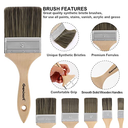 Genixart Double Thick Chip Paint Brush, Wood Stain Brushes for Painting Walls and Fence Staining, Wooden Handle Masonry Paintbrush for Varnish, Paste, Gesso and Limewash (3 inch) - Image 4