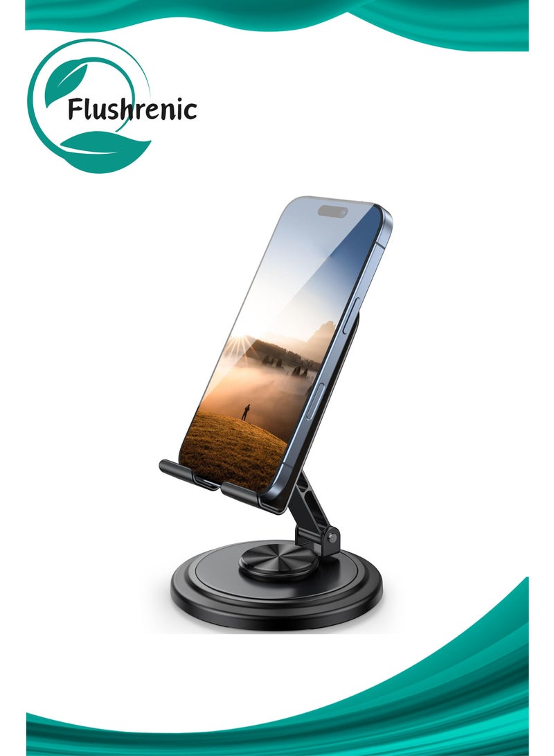 Flushrenic Adjustable Desktop Mobile Phone Holder - 360-degree rotating foldable mobile phone holder, desktop portable mobile phone holder, suitable for home and office use. - Image 1