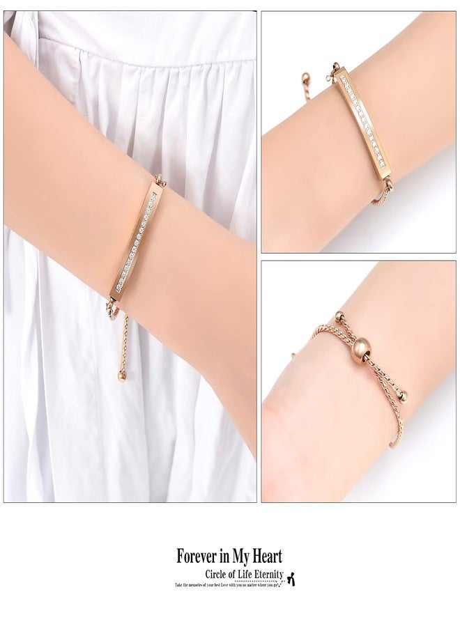 Hearbeingt Memorial Ashes Bracelet,Cremation Jewelry Urn Bracelet for Ashes Adjustable Classic Crystal Keepsake Bangle for Women(Rose Gold) - Image 4
