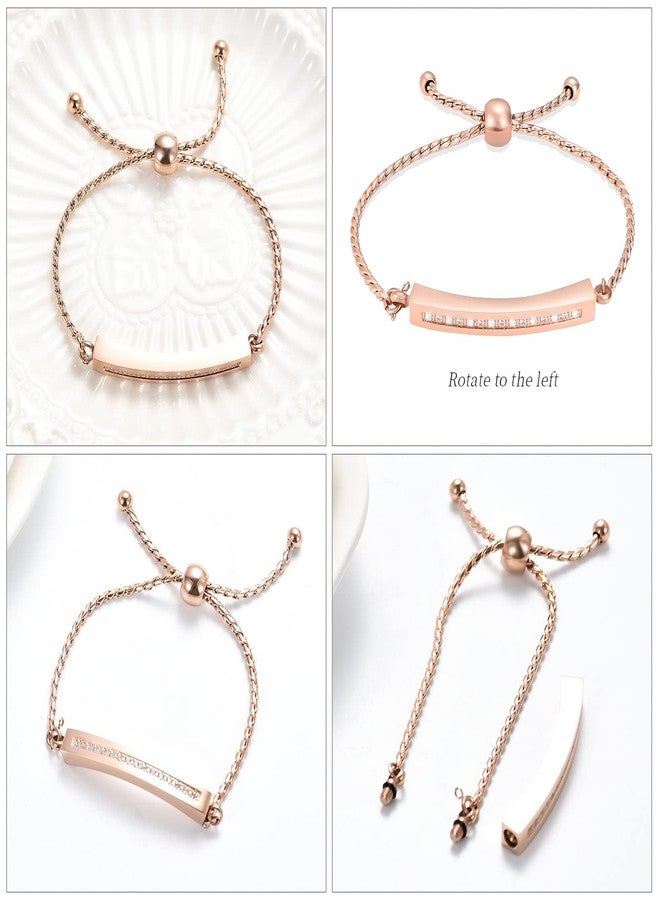 Hearbeingt Memorial Ashes Bracelet,Cremation Jewelry Urn Bracelet for Ashes Adjustable Classic Crystal Keepsake Bangle for Women(Rose Gold) - Image 3