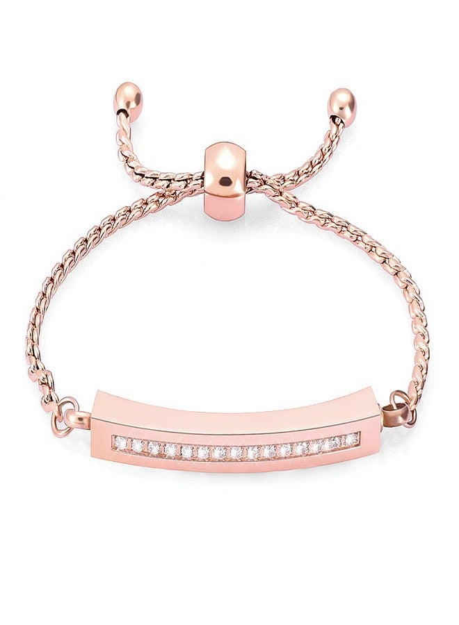 Hearbeingt Memorial Ashes Bracelet,Cremation Jewelry Urn Bracelet for Ashes Adjustable Classic Crystal Keepsake Bangle for Women(Rose Gold) - Image 1