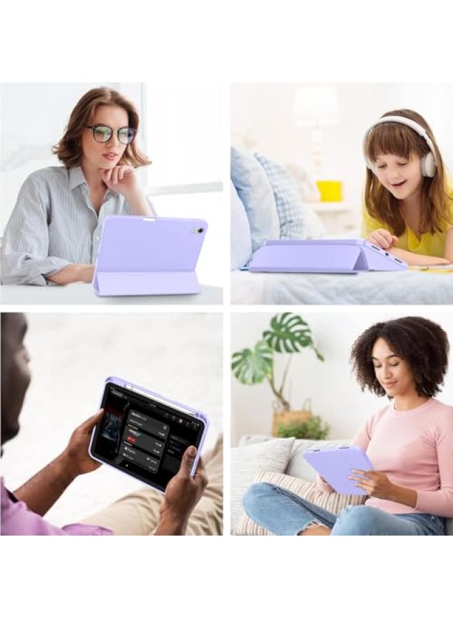 iMieet حافظة iMieet لجهاز iPad (A16)/الجيل العاشر من iPad [11 بوصة 2025/10.9 بوصة 2022]، حافظة ذكية قابلة للطي ثلاثية مع حامل وحامل قلم وظهر TPU ناعم، تدعم Touch ID (أسود) - Image 4