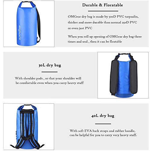 OMGear Waterproof Backpack With Waterproof Phone Pouch,30L/40L Dry Bag Sack Waterproof Bag For Kayaking,Boating,Sailing,Canoeing,Rafting,Hiking,Camping,Beach,Fishing,Swimming (dark blue, 30L) - Image 4