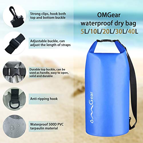 OMGear Waterproof Backpack With Waterproof Phone Pouch,30L/40L Dry Bag Sack Waterproof Bag For Kayaking,Boating,Sailing,Canoeing,Rafting,Hiking,Camping,Beach,Fishing,Swimming (dark blue, 30L) - Image 3