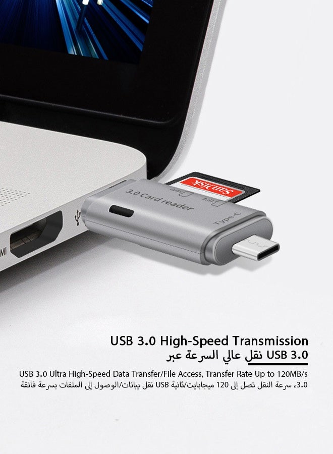 العلامة التجارية: جيسودا قارئ بطاقات SD/TF بمنفذي USB 3.0 وUSB-C، بفتحتين، سرعة عالية 120MB/s، متوافق مع سعة 512 جيجابايت، يعمل فور التوصيل، لأجهزة MacBook وWindows وiPhone 15/16 وAndroid والكاميرات - Image 2