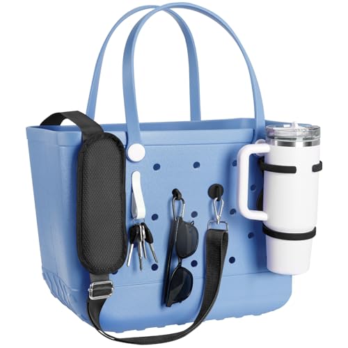 ANTAND Shoulder Strap for Bogg Bag Accessories Cup Holder for Stanley Cup 30oz 40oz Beach Tote Bag Accessories Inserts Key Holder Foldable Water Bottle Holder Adjustable Crossbody Extenders Black - Image 1