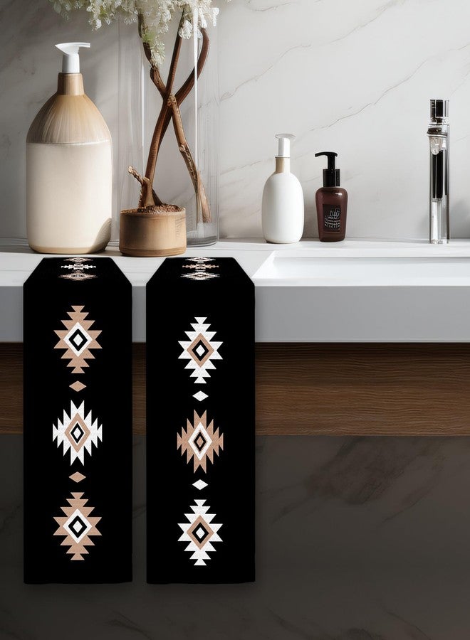 FIicy Black Western Aztec Kitchen Towels Set of 2 - Western Southwestern Decor Hand Towels, Native American Decorative Hand Towel for Bathroom Kitchen, Retro Western Home KitchenDecor(16x24 Inch) - Image 5