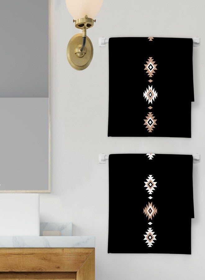 FIicy Black Western Aztec Kitchen Towels Set of 2 - Western Southwestern Decor Hand Towels, Native American Decorative Hand Towel for Bathroom Kitchen, Retro Western Home KitchenDecor(16x24 Inch) - Image 2