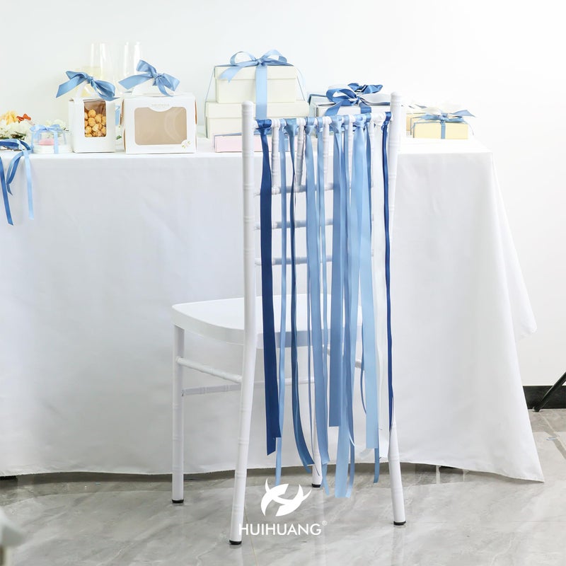 HUIHUANG Dusty Blue Ribbon Set Double-Faced Satin Ribbon 1 inch Dusty Blue Wedding Ribbons for Flower Bouquet Wedding Bridal Shower Baby Shower Decor Hairs Gift Wrap Crafts- 6 Color X 5 Yards Each - Image 4
