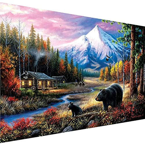 HASTHIP® 5D Diamond Painting Kit, 27.5 X 15.7inch Large Size Black Bear Diamond Painting Kits for Adults, DIY Full Drill Crystal Rhinestone Arts and Crafts, Art Diamond Painting for Home Wall Decor - Image 1