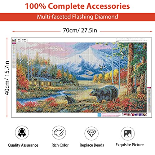 HASTHIP® 5D Diamond Painting Kit, 27.5 X 15.7inch Large Size Black Bear Diamond Painting Kits for Adults, DIY Full Drill Crystal Rhinestone Arts and Crafts, Art Diamond Painting for Home Wall Decor - Image 3