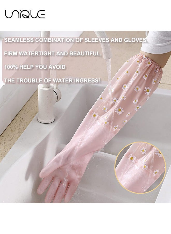 Unique Dishwashing Cleaning Gloves 3 Pairs-Reusable Rubber Gloves Non-Slip Laundry Kitchen Gardening Household Gloves, for Kitchen Cleaning Pet Care and more (Long Cuff)  - Image 4