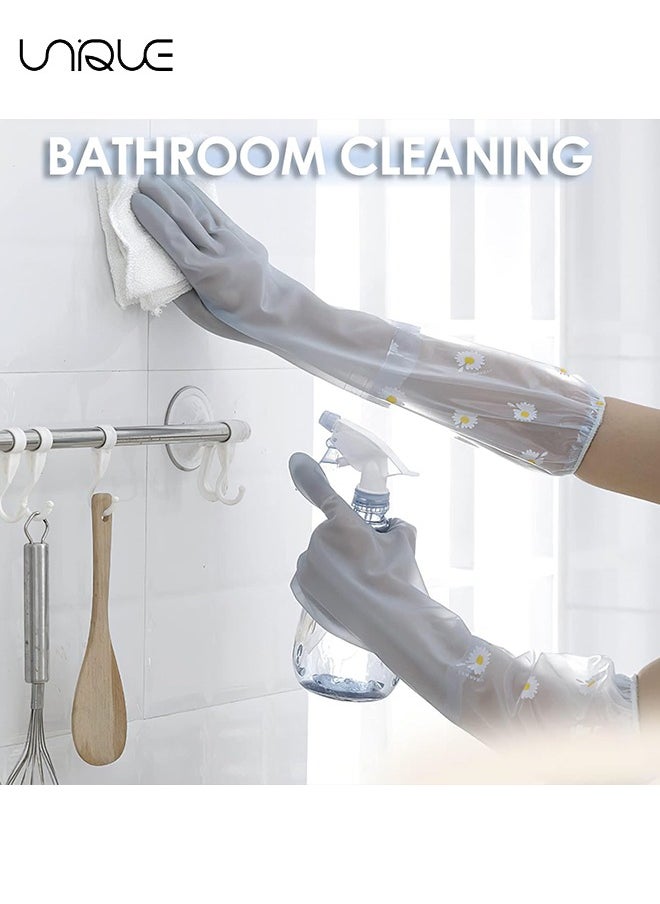 Unique Dishwashing Cleaning Gloves 3 Pairs-Reusable Rubber Gloves Non-Slip Laundry Kitchen Gardening Household Gloves, for Kitchen Cleaning Pet Care and more (Long Cuff)  - Image 5