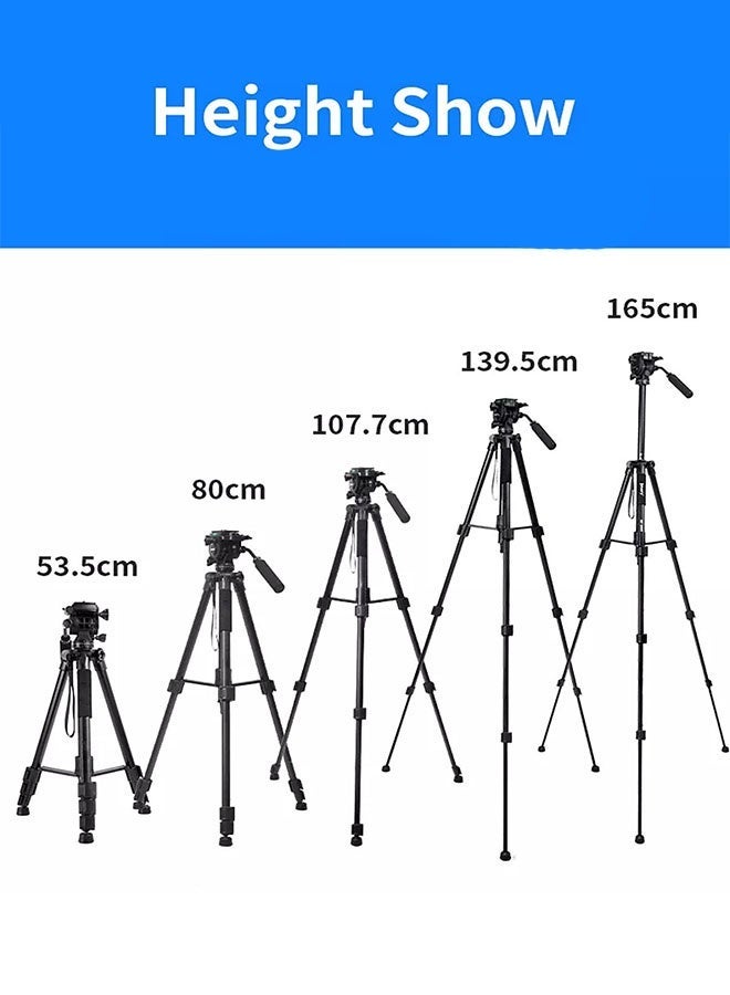 Jmary Hydraulic Fluid Head Tripod Stand KP‑2599 – Professional Aluminum 360° Panoramic DSLR & Video Monopod Combo, Smooth Panning, Adjustable Legs, Portable for Photography & Filmmaking  - Image 2