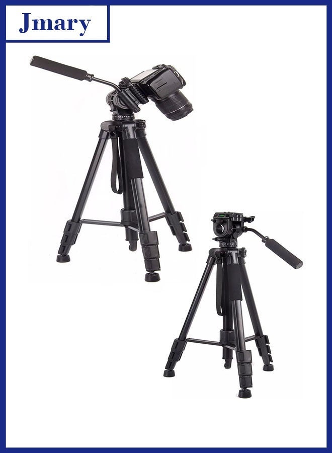 Jmary Hydraulic Fluid Head Tripod Stand KP‑2599 – Professional Aluminum 360° Panoramic DSLR & Video Monopod Combo, Smooth Panning, Adjustable Legs, Portable for Photography & Filmmaking  - Image 1