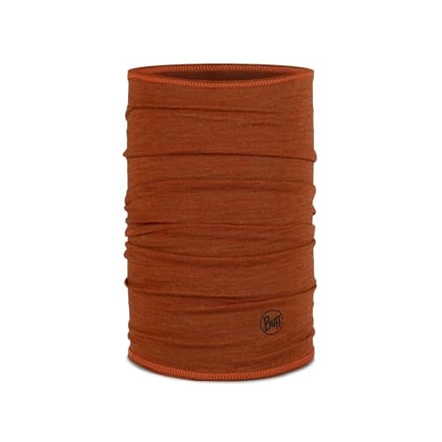 Buff Lightweight Merino Wool Neck Gaiter, 100% Ethically Sourced Wool, Versatile, Temperature Regulating Face Mask, Solid Cinnamon, Adult Size - Image 1