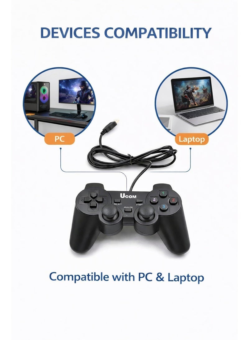 Ucom Wired USB Game Controller – Joystick for PC & Laptop | Plug & Play Gaming Gamepad | Ergonomic Design - Image 2