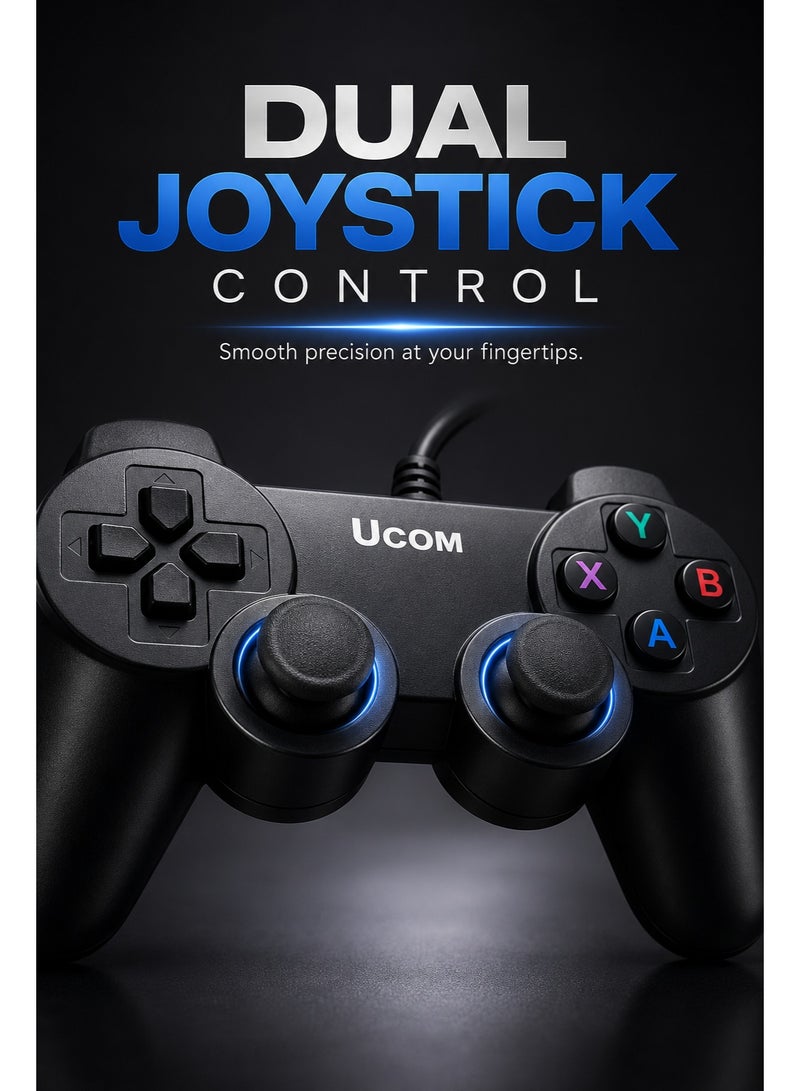 Ucom Wired USB Game Controller – Joystick for PC & Laptop | Plug & Play Gaming Gamepad | Ergonomic Design - Image 4