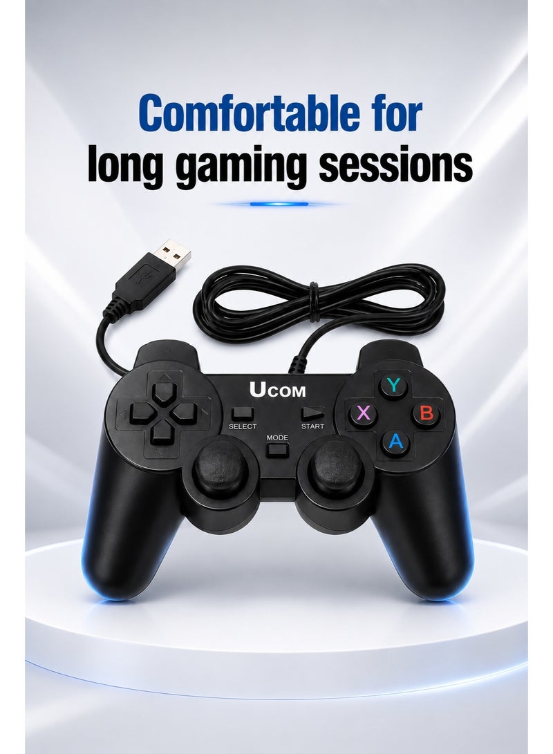Ucom Wired USB Game Controller – Joystick for PC & Laptop | Plug & Play Gaming Gamepad | Ergonomic Design - Image 1