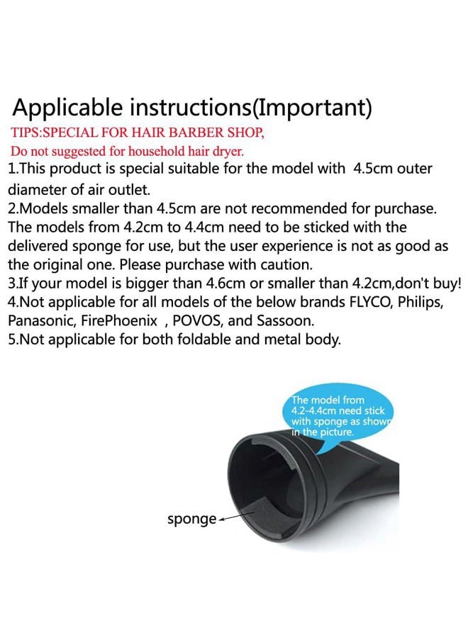 UPSTORE 2PCS(Special for Hair Barber Shop,Not for Most of Home Hair Dryer)4.5cm Black Plastic Salon Hair Dryer Nozzle Replacement Narrow Concentrator Replacement Blow Flat Hair Drying Nozzle - Image 2