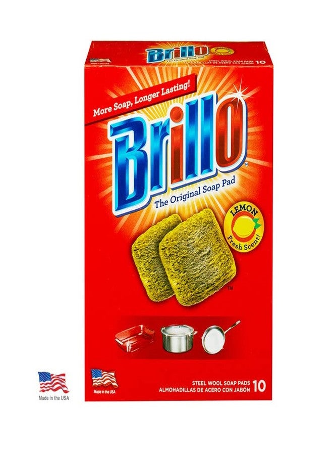 Brillo وسادات صابون الصوف الفولاذي بريللو 10 قطع (ليمون، 3) - Image 1