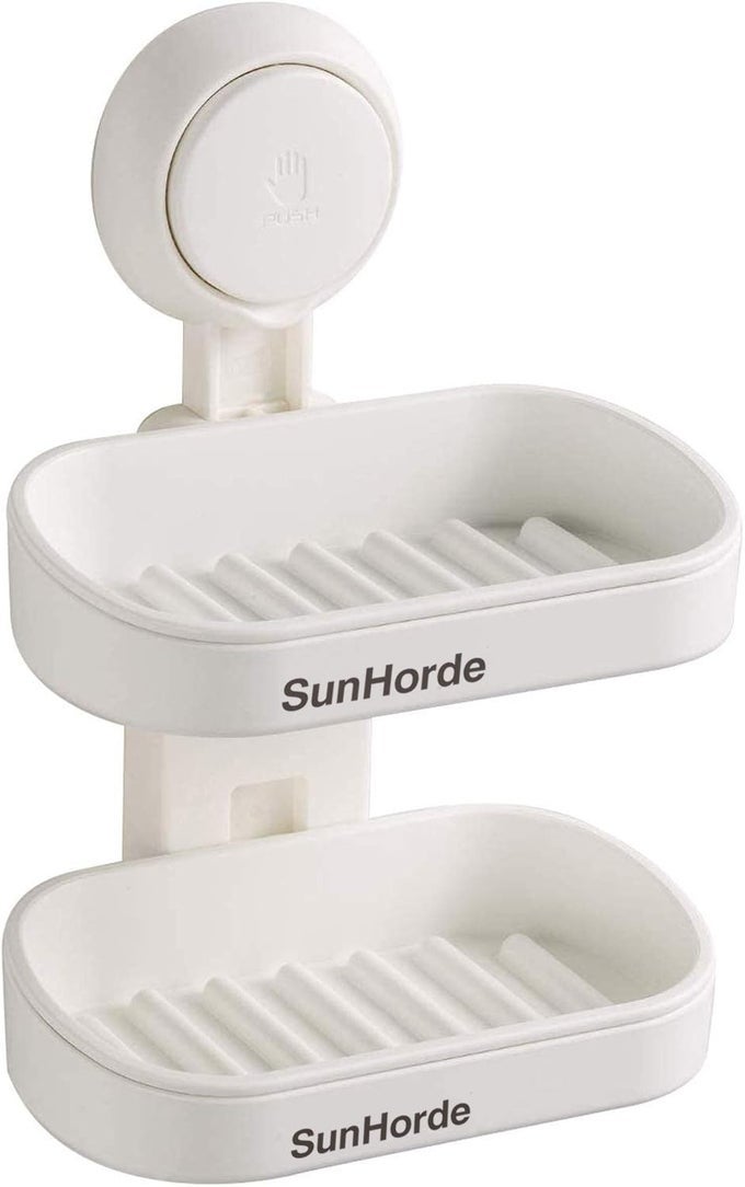 DOUBLE LAYER SOAP DISH SUCTION CUP SOAP HOLDER FOR SHOWER POWERFUL SOAP BAR CASE FOR BATHROOM DRILLFREE DRAINAGE DESIGN ABS