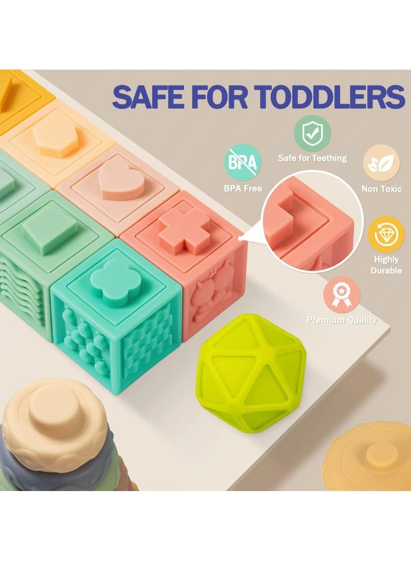 Baby Toys 6-12 Months, Montessori Toy for Babies 6-12 Months, Incl Stacking Building Blocks  Soft Infant Teething Toys  Sensory Balls for Toddlers 0-3-6-9-12 Month - Image 2