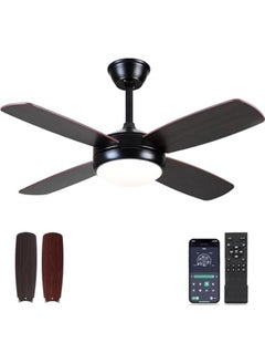 Arabest 42 Black Outdoor Ceiling Fan with Light Remote Control Dimmable Reversible Motor Low Profile for Indoor Bedroom Covered Patio Modern  - Image 1