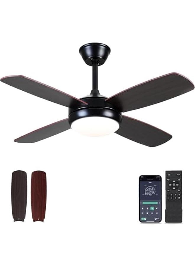 Arabest 42 Black Outdoor Ceiling Fan with Light Remote Control Dimmable Reversible Motor Low Profile for Indoor Bedroom Covered Patio Modern  - Image 1