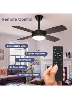 Arabest 42 Black Outdoor Ceiling Fan with Light Remote Control Dimmable Reversible Motor Low Profile for Indoor Bedroom Covered Patio Modern  - Image 3