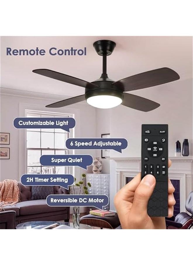 Arabest 42 Black Outdoor Ceiling Fan with Light Remote Control Dimmable Reversible Motor Low Profile for Indoor Bedroom Covered Patio Modern  - Image 3